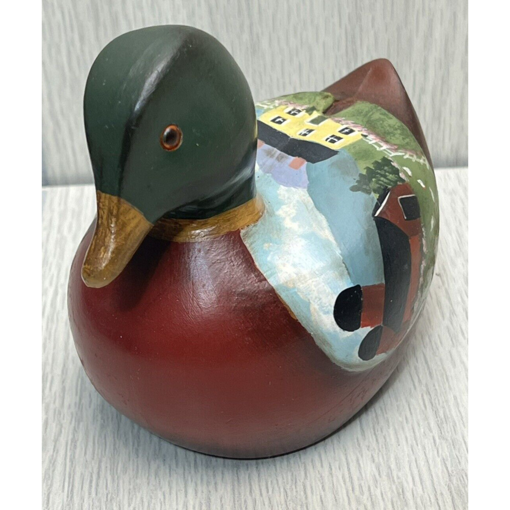 Vintage Hand Painted Duck Decoy House Fence‎ Church Barn Signed Sandy Wickes - Picture 3 of 11
